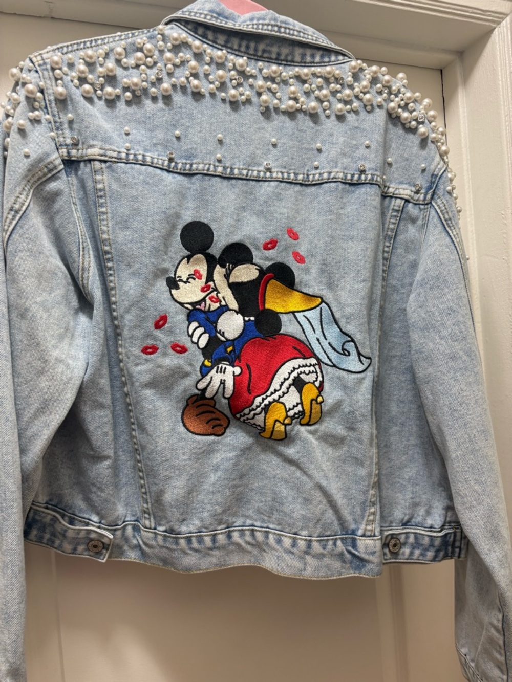 Disney Denim Jacket with Pearl Trim and Character Embroidery